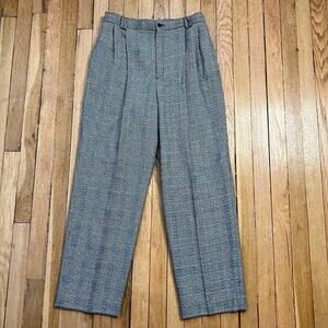 80s‎ Biagio Glen Plaid Wool Pants Wide Leg Front Pleat High Rise Women's Size 12